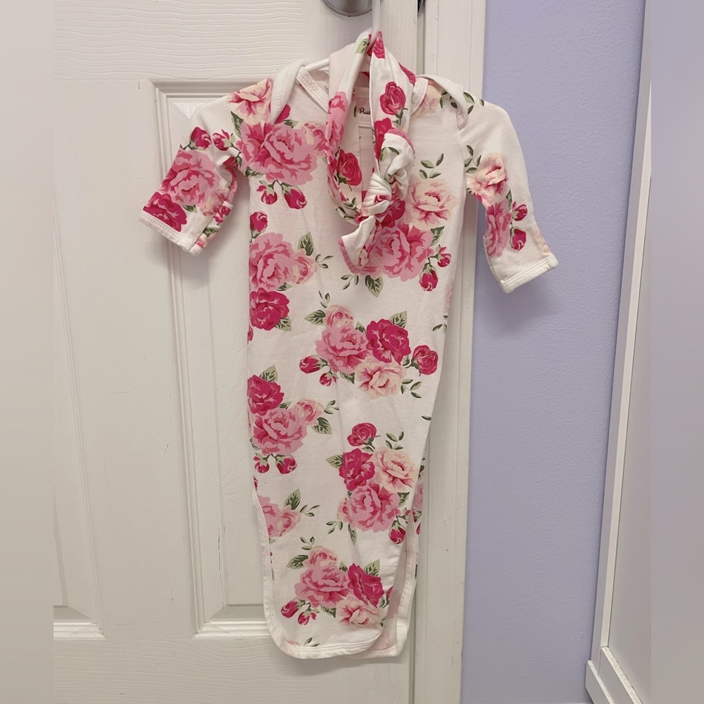 Floral sack onesie with headband